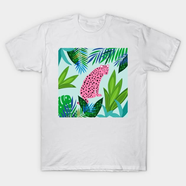 Pink leopard in the jungle T-Shirt by grafart